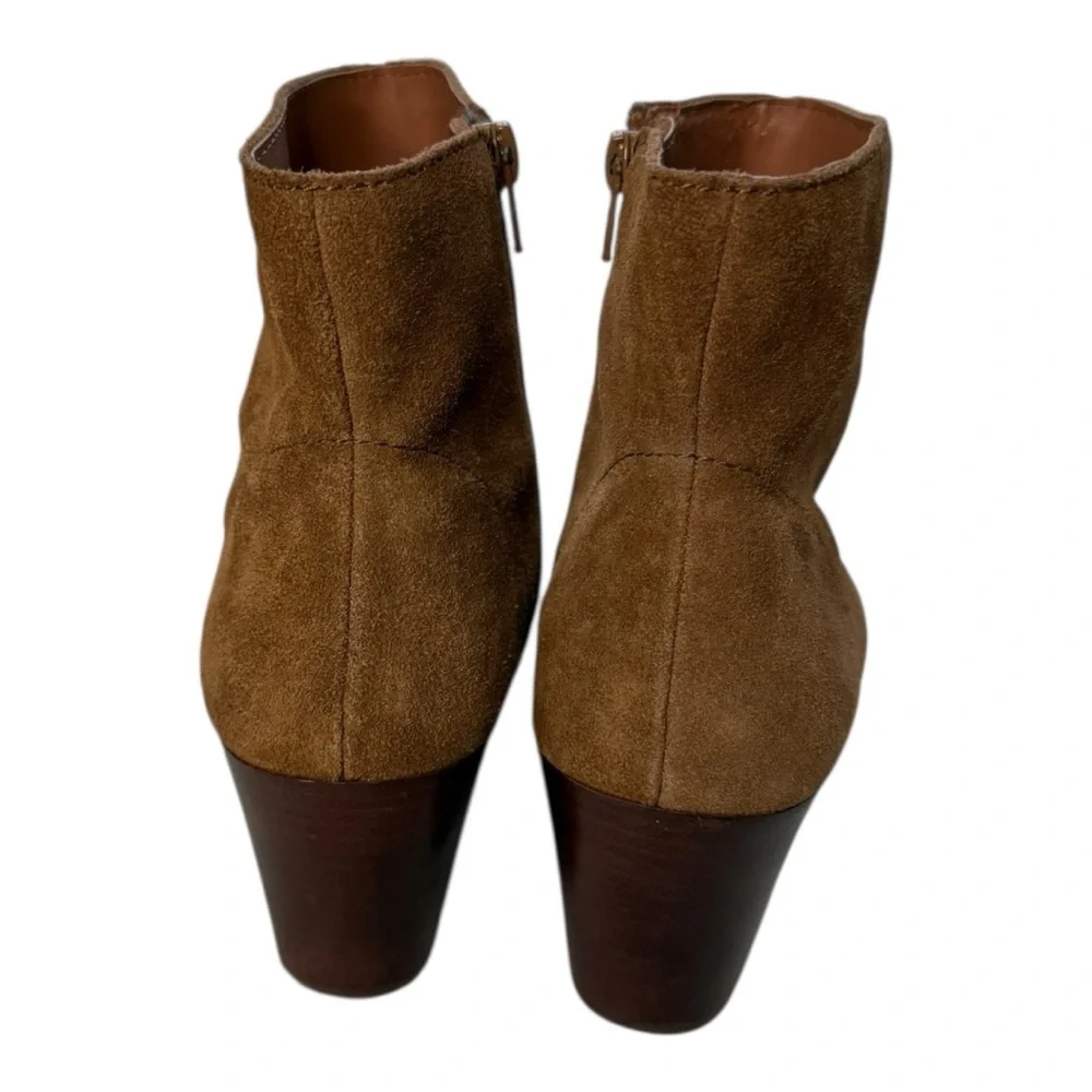 CHELSEA & VIOLET Jane Suede Leather Block Heel Ankle Boots Tan Size 8.5 Western - Picture 9 of 14